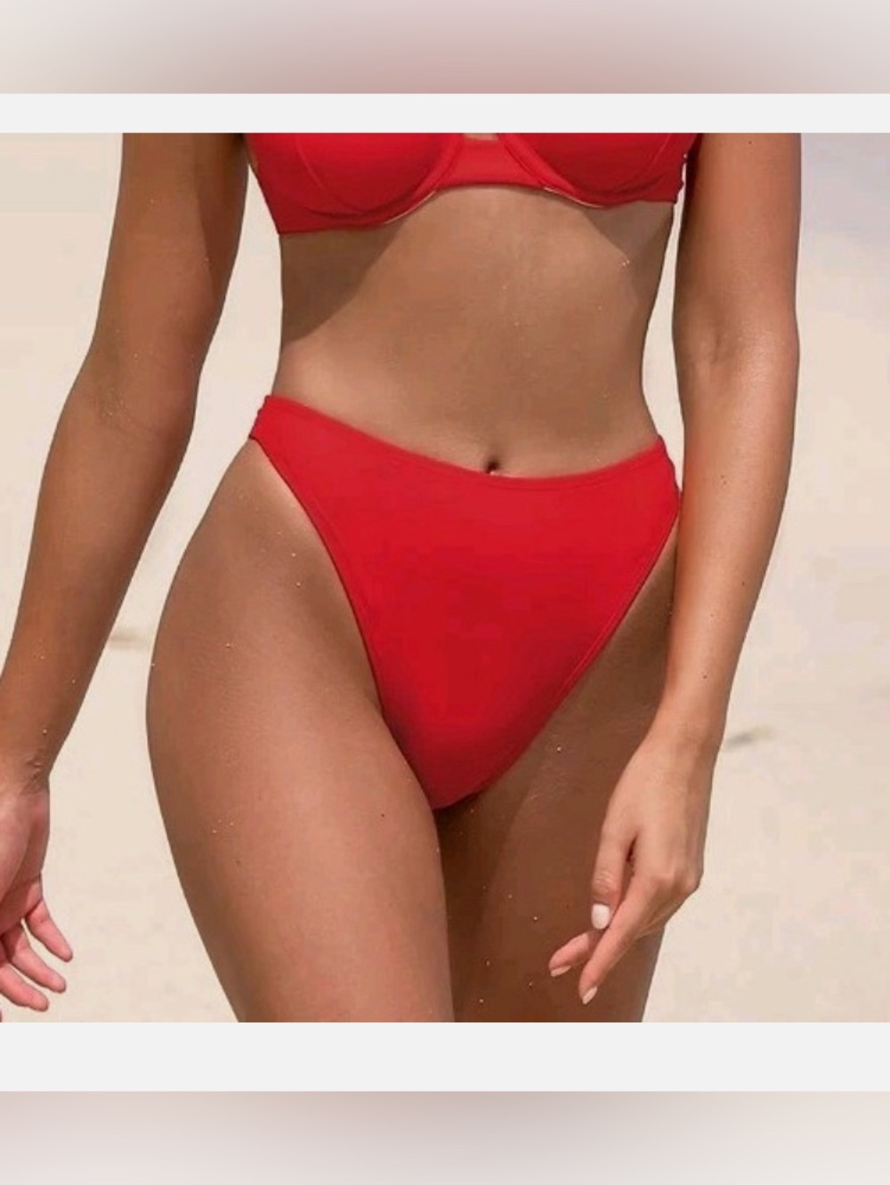 Cupshe Red High-Waist Bikini Bottom